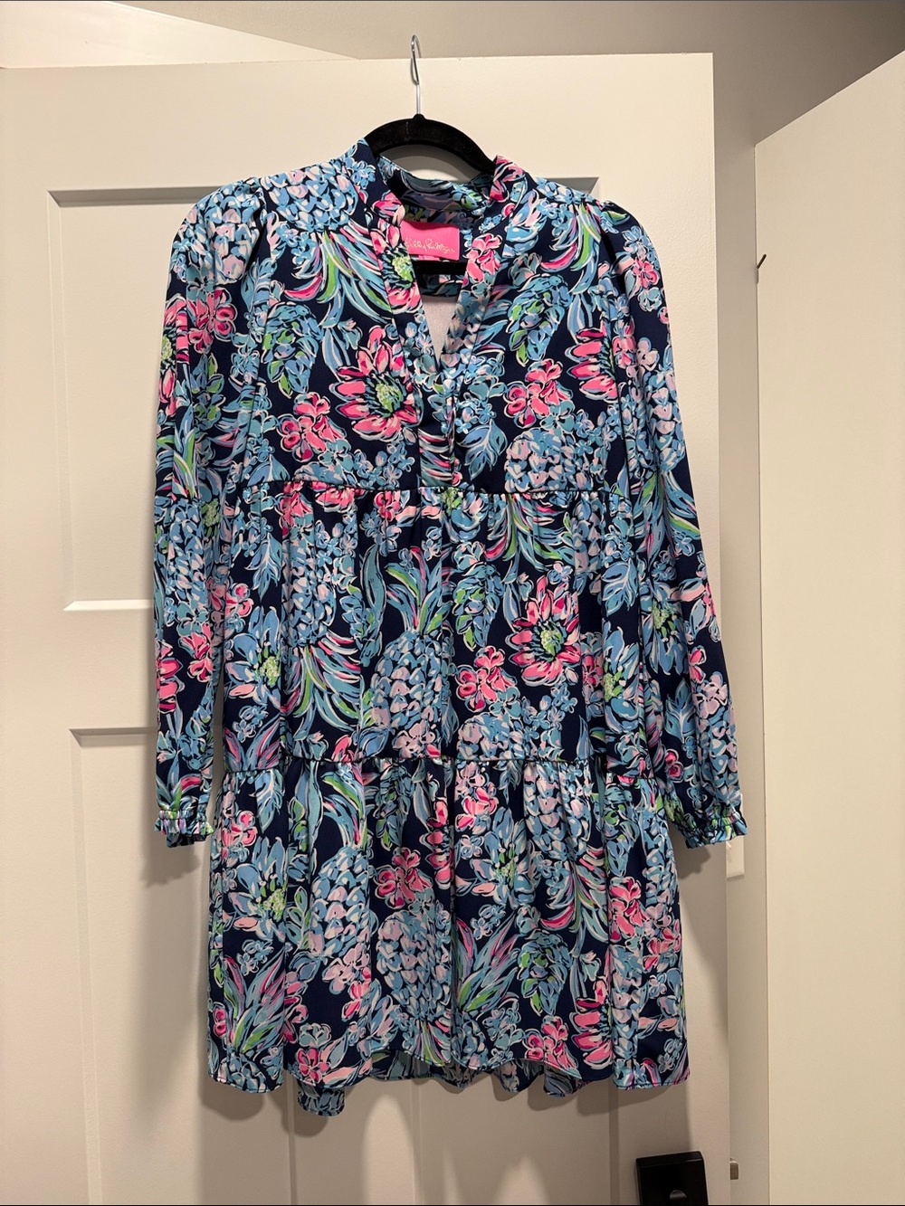Lilly Pulitzer Navy Floral Tunic Dress with Pink & Light Blue Accents
